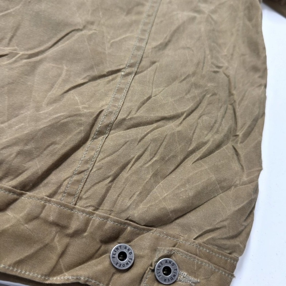 Flint and Tinder Flannel-Lined Waxed trucker Jacket Tan Mens Large Made in USA - Picture 6 of 10